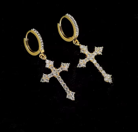 Cross Earrings – Crystal Zircon Drop