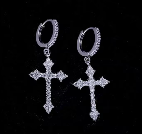 Cross Earrings – Crystal Zircon Drop